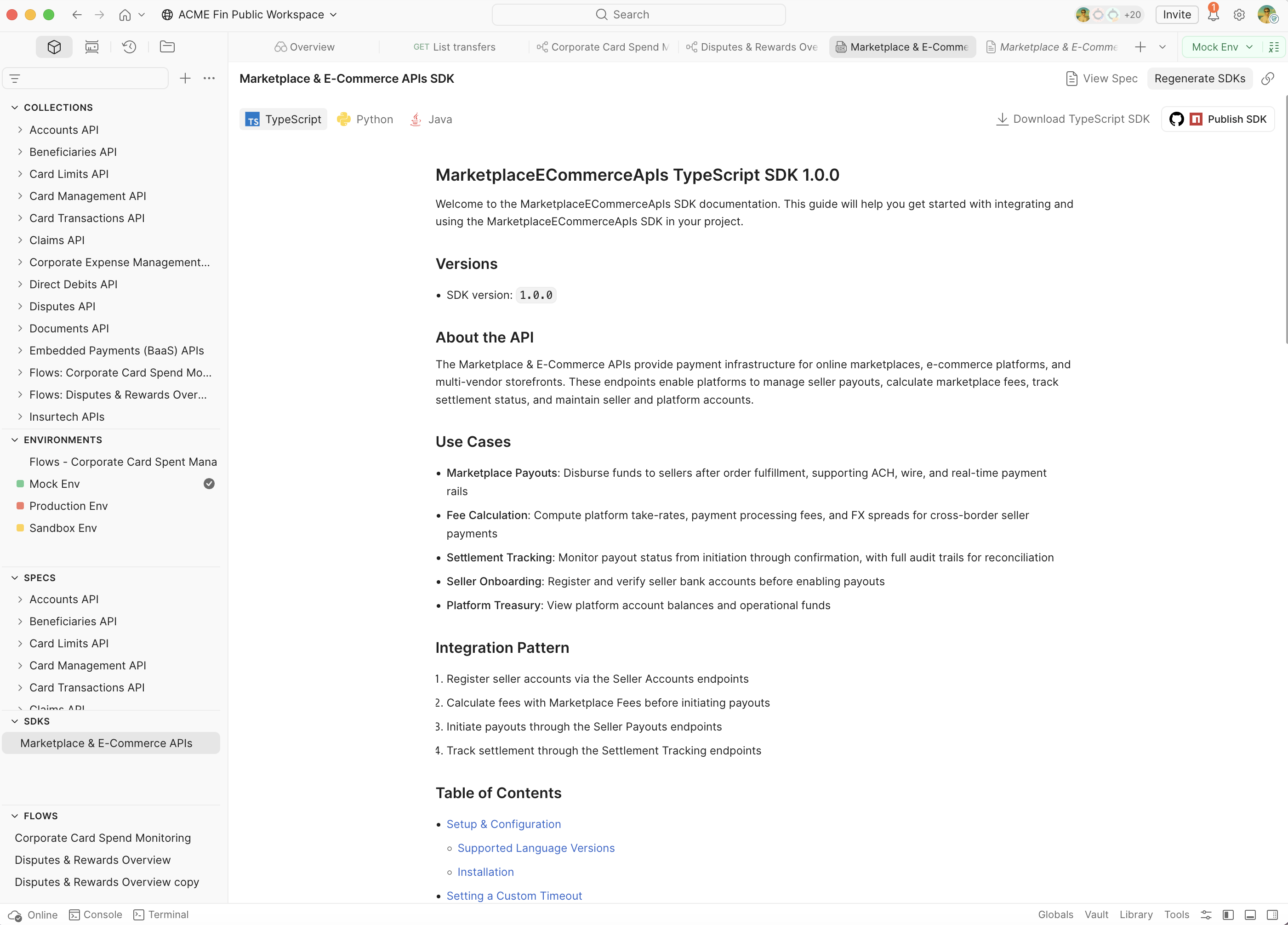 Tiered onboarding collection promoting from Mock to Sandbox to Production environments